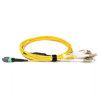   BlueVoice 10m (33ft) MPO-12 APC (Nő) - 6x LC UPC Duplex OS2 Singlemode Elite Breakout kábel, 12 szál, Type B, LSZH, Sárga