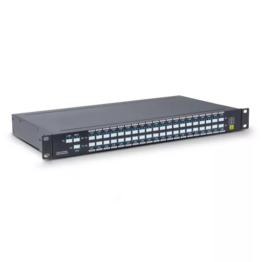 40 csatornás passzív DWDM Mux Demux 1310nm-es és monitorporttal, 100GHz távolság, ITU C20-C59 hullámhosszok, kettős szálakkal