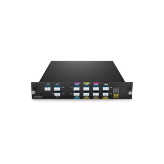   8 csatornás passzív CWDM Mux Demux, 1270-1450nm nagy sávú (kihagyás 1390-1410nm), kettős szálas dugaszolható modul, monitorral és bővítőporttal.
