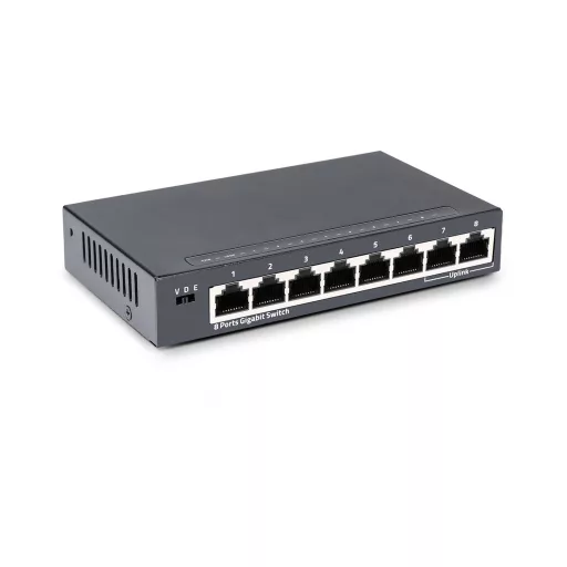 BL-OSW-13-8T, 8 portos Gigabit Ethernet L2 kezeletlen kapcsoló, 8x 100/1000BASE-T RJ45 port, ventilátor nélkül