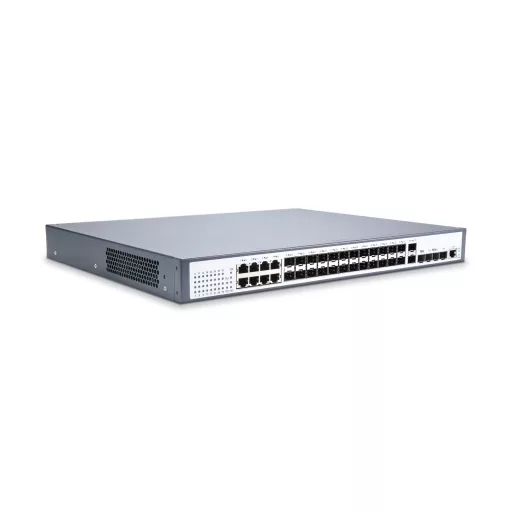 BL-OSW-53-24S8T6X, 24 portos Gigabit Ethernet L3 kezelhető kapcsoló, 24x 1G SFP, 8x 1G RJ45, 6 x10GE SFP+ felkapcsolással, stacking támogatással