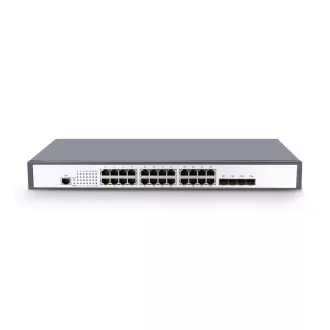   BL-OSW-53-24T4X, 24 portos Gigabit Ethernet Managed L2+ kapcsoló, 24x1GRJ45 port, 4x 10GSFP+ uplinkkel, ventilátor nélküli, egymásra helyezhető