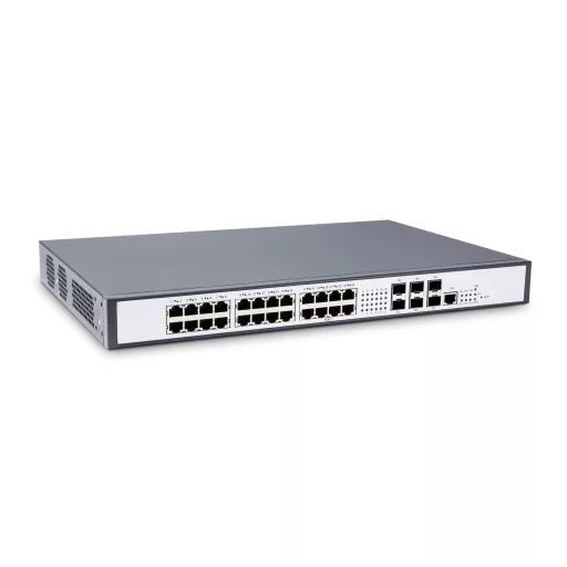 BL-OSW-53-24TE6X-P, 24 portos Ethernet L3 Multi-Gigabit aktív 802.3af/at/bt PoE kapcsoló kis- és középvállalkozások számára, 8x 100/1000M/2,5GBASE-T PoE++ RJ45 és 16x 100/ 1000M/2,5GBASE-T PoE+ RJ45 port, 6x 10G SFP+ uplink
