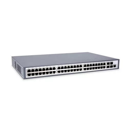 BL-OSW-53-48T4X, 48 portos Gigabit Ethernet L2+ menedzselt kapcsoló, 48x 1G RJ45 port, 4x 10G SFP+ uplinkkel, stacking támogatással
