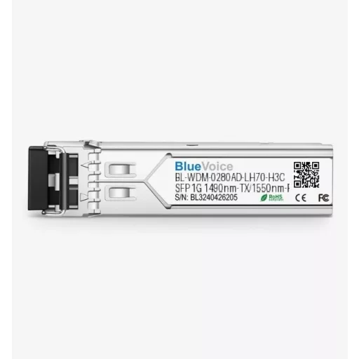 H3C kompatibilis SFP-GE-LH70-SM1490-BIDI 1000BASE-BX BiDi SFP 1490nm-TX/1550nm-RX 80km DOM LC SMF adó-vevő modul